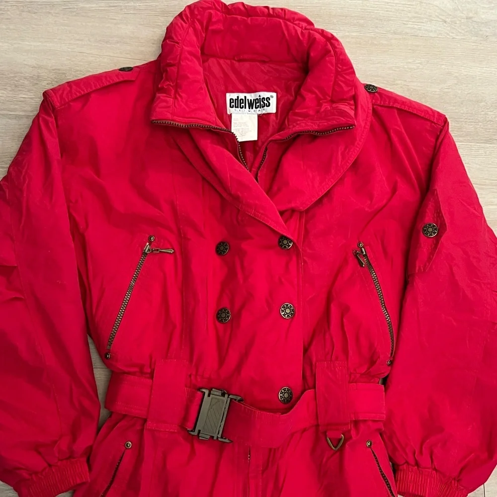 Vintage Edelweiss Red One Piece Snowsuit Snow Bib Apres Ski Suit
Women’s Size M - Picture 3 of 10